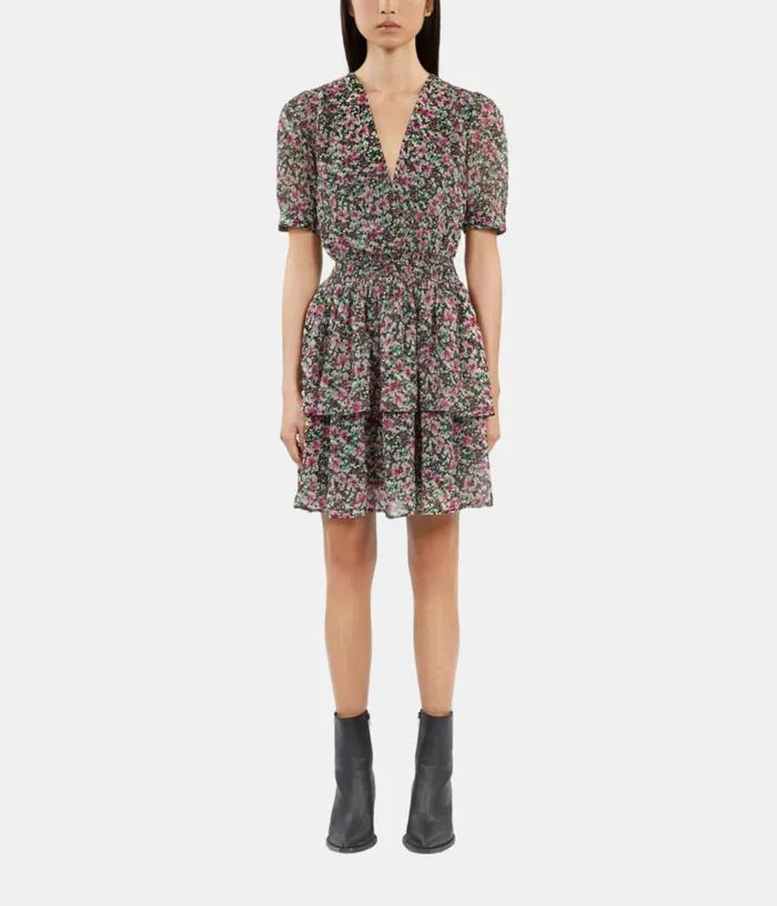 Women Multicolor Floral Smocked Short Sleeve Short Dress THE KOOPLES Dresses and Jumpsuits