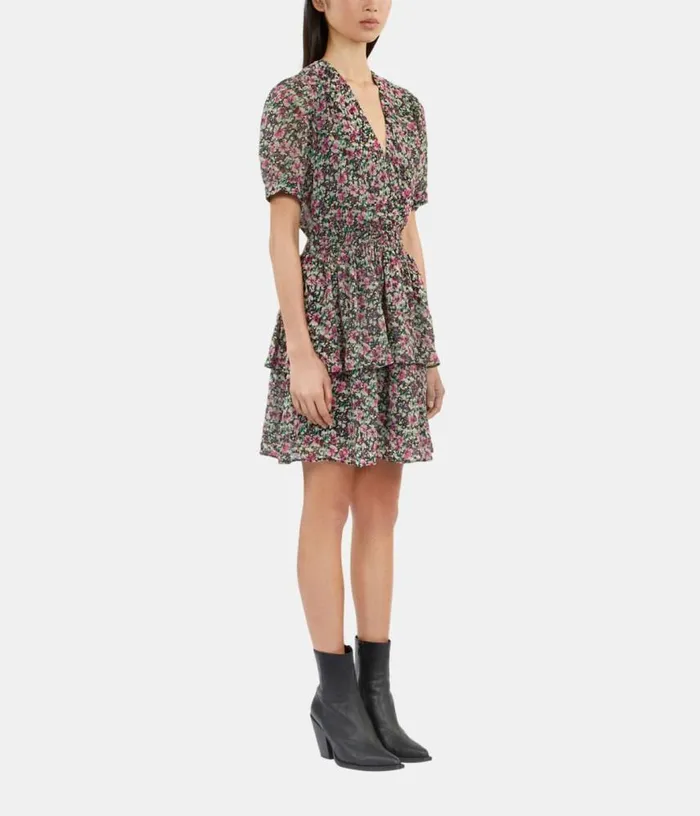 Women Multicolor Floral Smocked Short Sleeve Short Dress THE KOOPLES Dresses and Jumpsuits