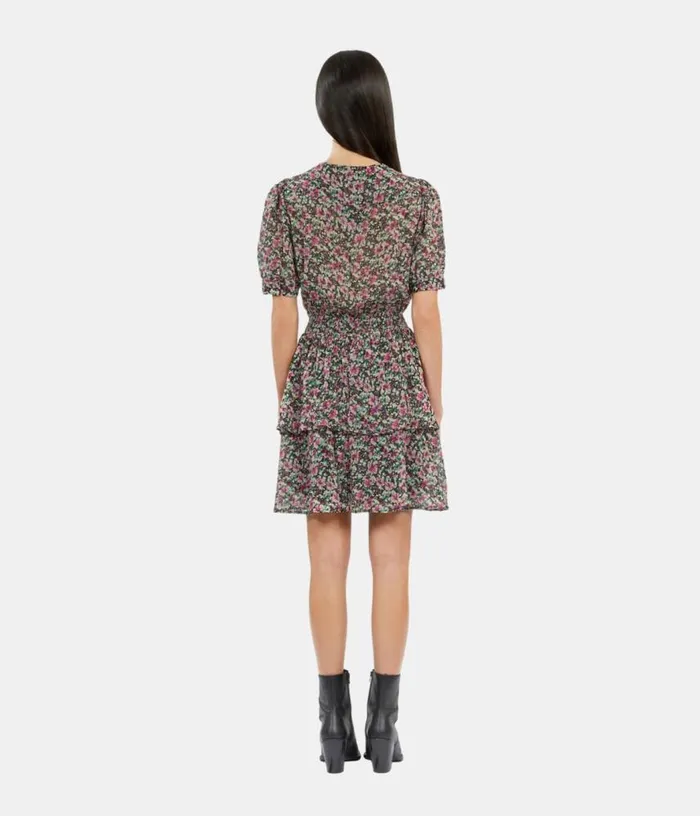 Women Multicolor Floral Smocked Short Sleeve Short Dress THE KOOPLES Dresses and Jumpsuits