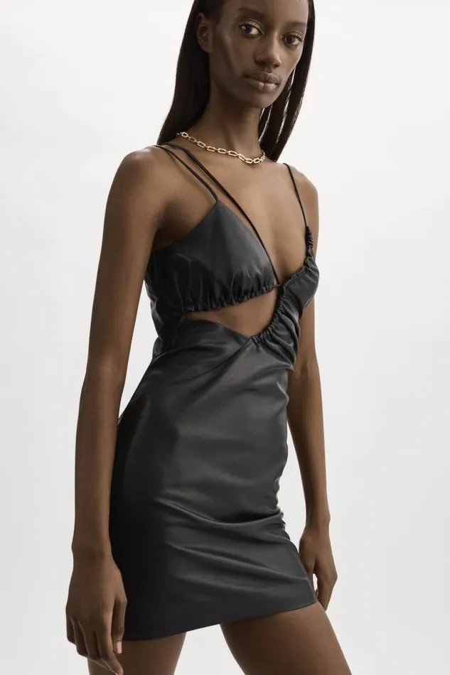 Women Nadia Leather Mini Dress Black LAMARQUE Dresses Women Nadia Leather Mini Dress Black LAMARQUE Dresses