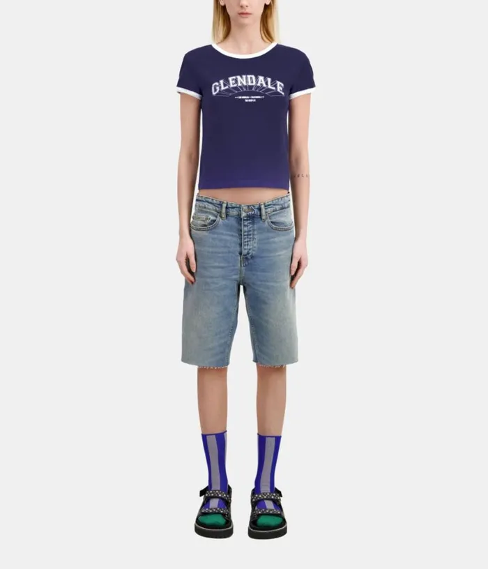 Women Navy Blue Tshirt With Glendale Serigraphy THE KOOPLES Tshirts
