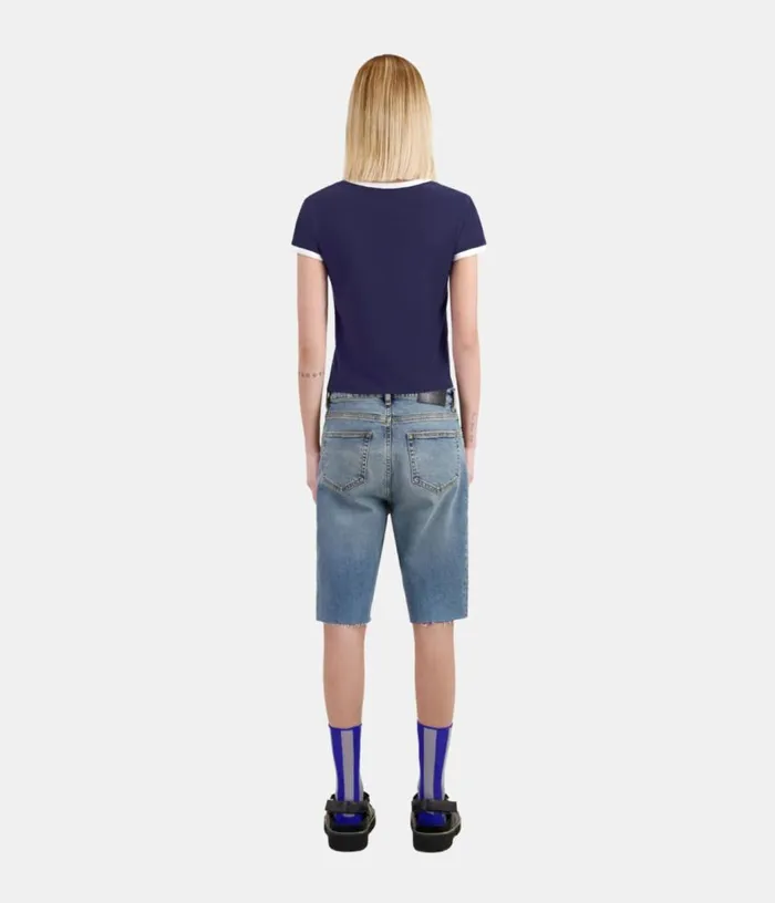 Women Navy Blue Tshirt With Glendale Serigraphy THE KOOPLES Tshirts