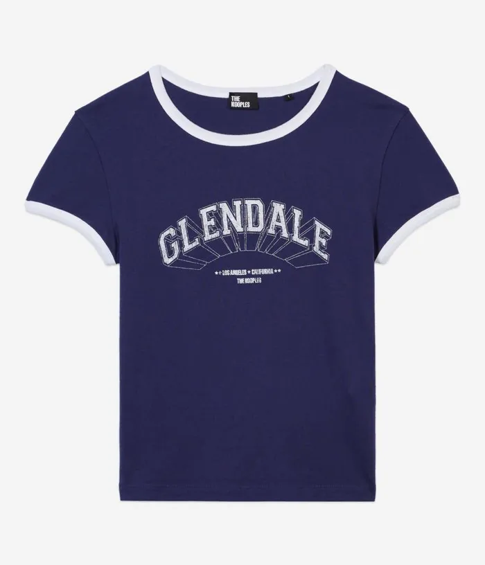 Women Navy Blue Tshirt With Glendale Serigraphy THE KOOPLES Tshirts