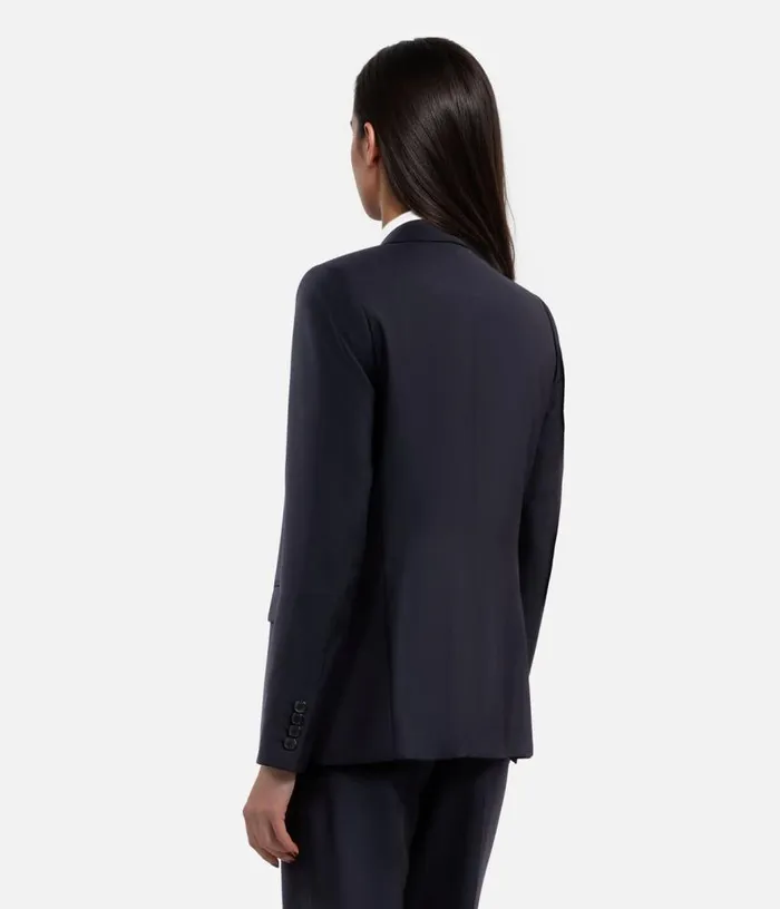 Women Navy Blue Wool Suit Jacket Cinched Cut THE KOOPLES Blazers and Suits