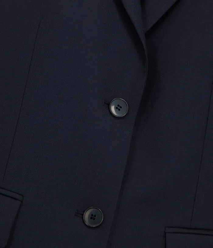 Women Navy Blue Wool Suit Jacket Cinched Cut THE KOOPLES Blazers and Suits