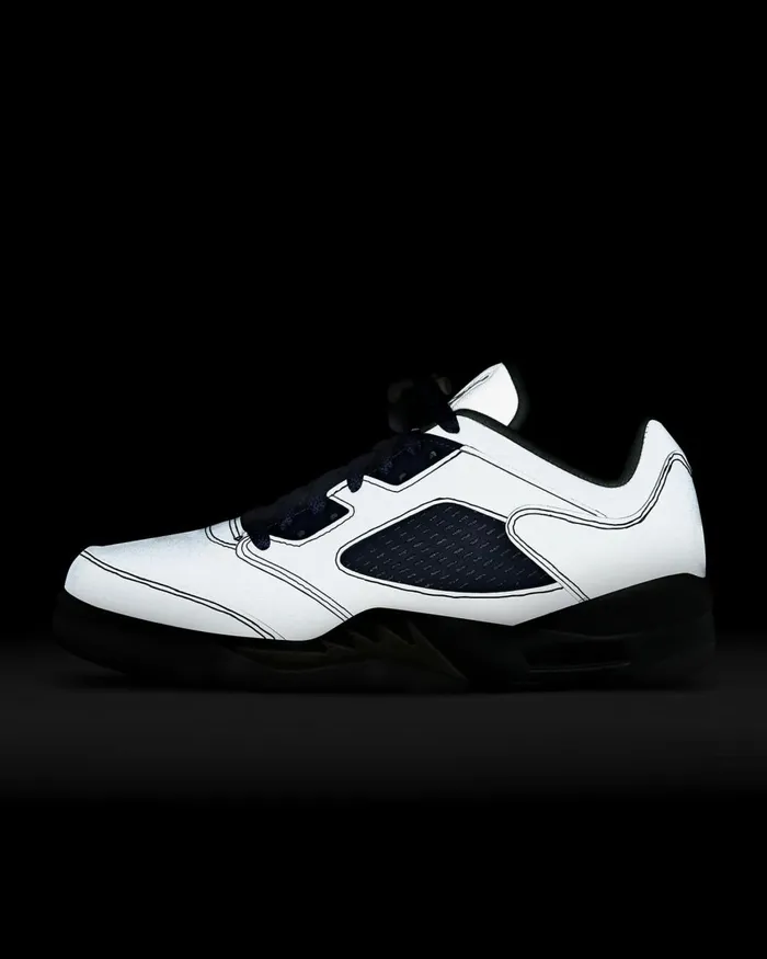 Women Nike All Shoes Air Jordan 5 Retro Low Indigo Hazemetallic Silveralabasterfire Red