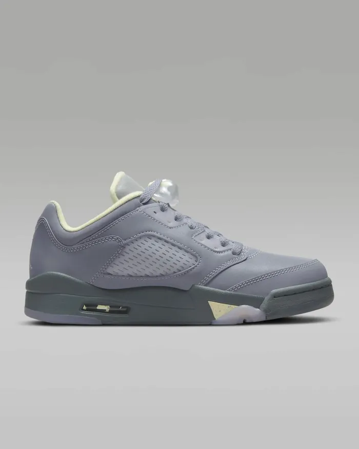 Women Nike All Shoes Air Jordan 5 Retro Low Indigo Hazemetallic Silveralabasterfire Red