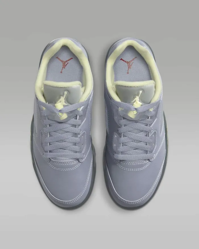 Women Nike All Shoes Air Jordan 5 Retro Low Indigo Hazemetallic Silveralabasterfire Red