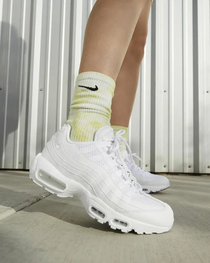 Women Nike All Shoes Air Max 95 Whitemetallic Silverwhite