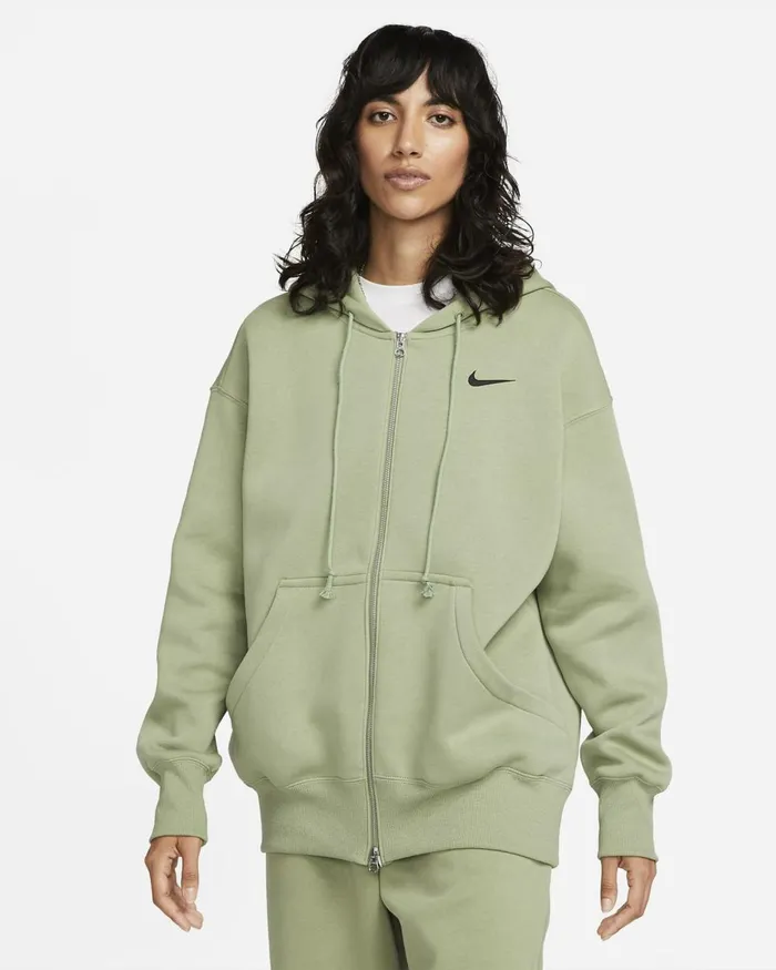 Women Nike Hoodies And Sweatshirts Sportswear Phoenix Fleece Oil Greenblack