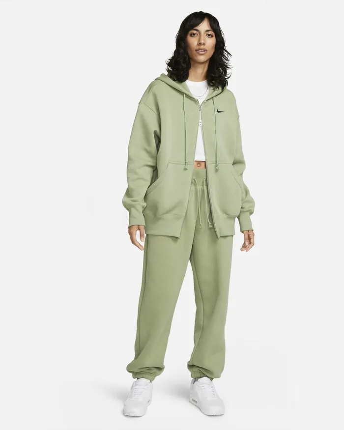 Women Nike Hoodies And Sweatshirts Sportswear Phoenix Fleece Oil Greenblack