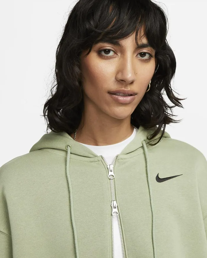 Women Nike Hoodies And Sweatshirts Sportswear Phoenix Fleece Oil Greenblack