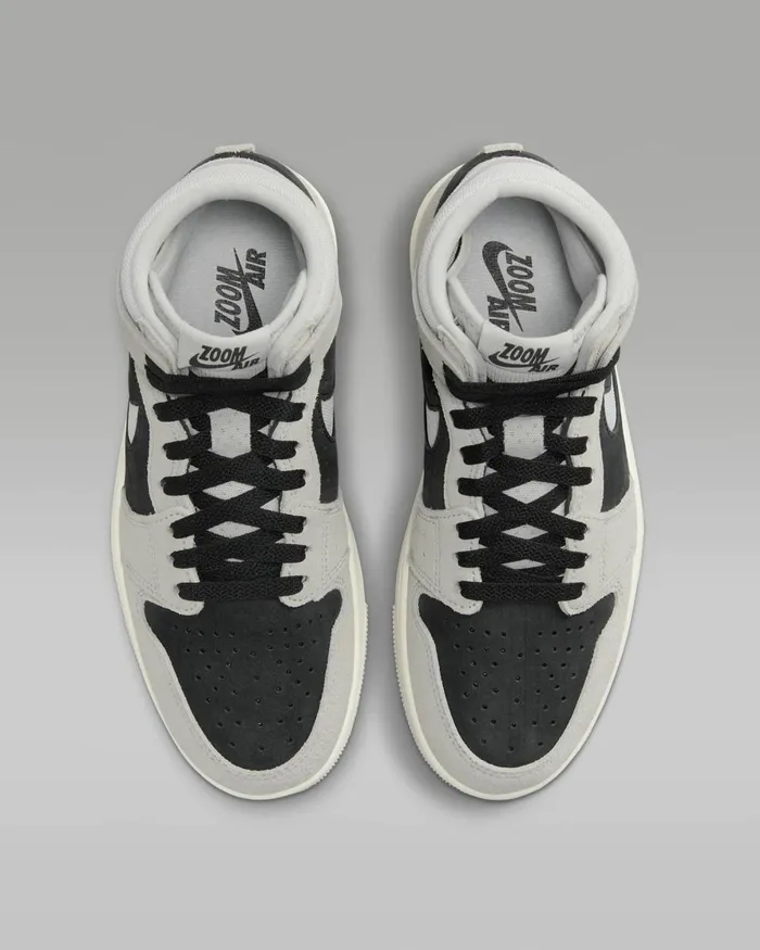 Women Nike Jordan Air Jordan 1 Zoom CMFT 2 Light Iron Oreblackcoconut Milkneutral Grey