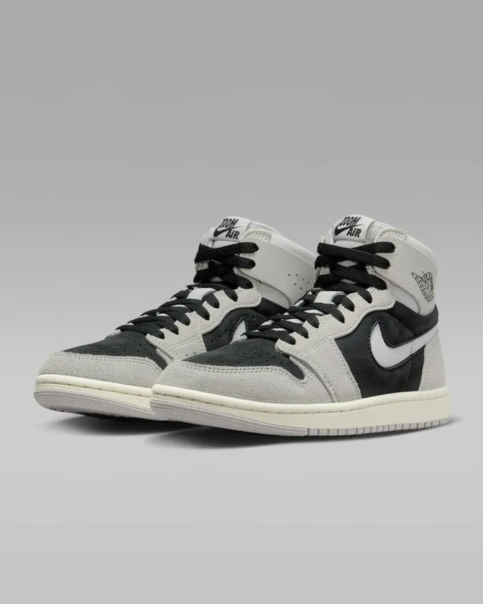 Women Nike Jordan Air Jordan 1 Zoom CMFT 2 Light Iron Oreblackcoconut Milkneutral Grey