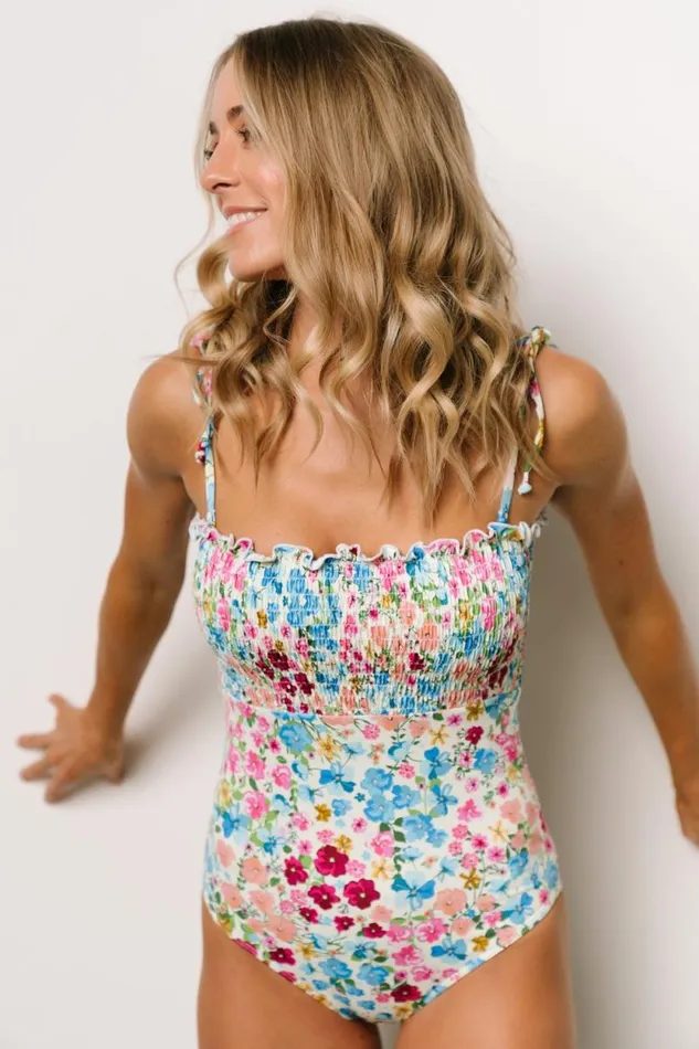 Women Nikki Smocked One Piece Cream Floral Baltic Born One Piece
