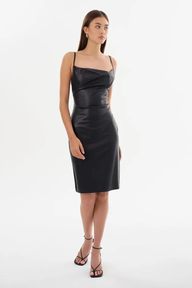 Women NITZA Faux Leather Dress Black LAMARQUE Dresses