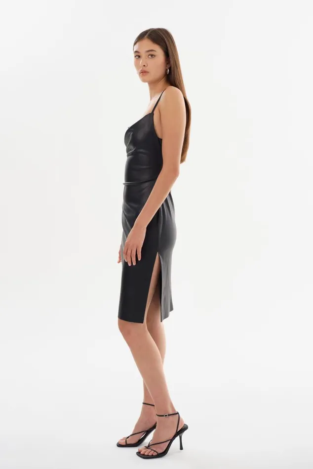 Women NITZA Faux Leather Dress Black LAMARQUE Dresses