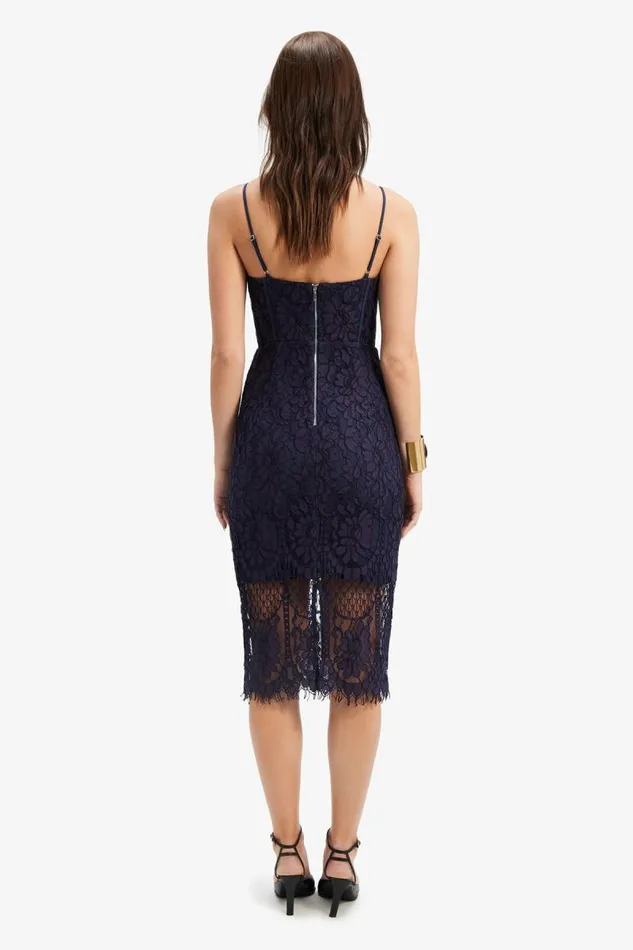 Women Occasion Dresses Bardot Florence Midi Lace Dress In Navy Navy