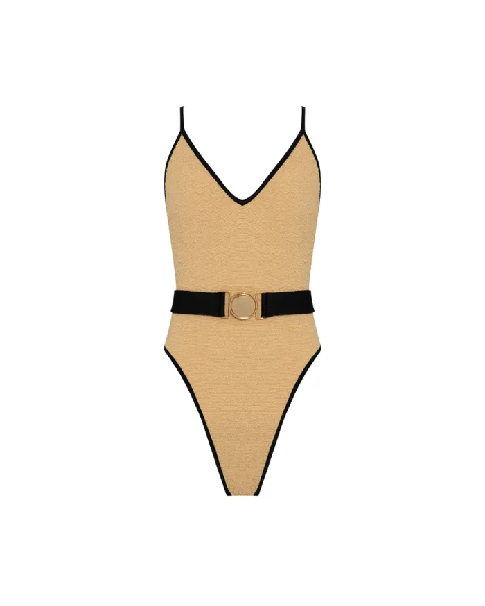 Women One Pieces PatBO Metallic Jacquard One Piece Sand