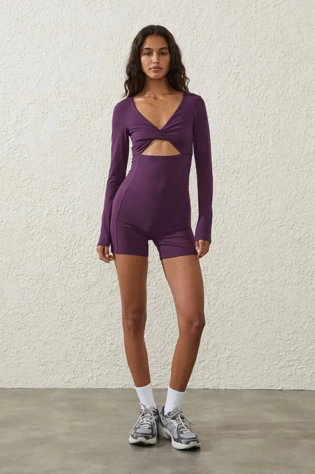Women Onesies Cotton On Ultra Soft Twist Front Long Sleeve Onesie Pickled Beet