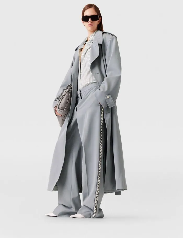 Women Oversized Belted Trench Coat Mist Stella McCartney Coats And Jackets