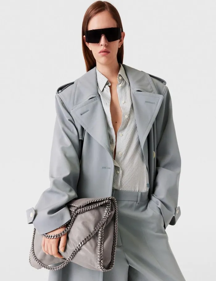 Women Oversized Belted Trench Coat Mist Stella McCartney Coats And Jackets