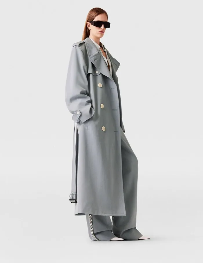 Women Oversized Belted Trench Coat Mist Stella McCartney Coats And Jackets