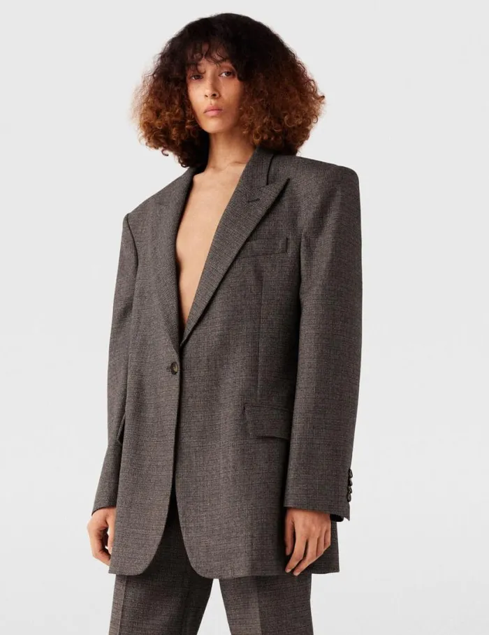 Women Oversized SingleBreasted Blazer Charcoal Grey Stella McCartney Coats And Jackets Women Oversized SingleBreasted Blazer Charcoal Grey Stella McCartney Coats And Jackets