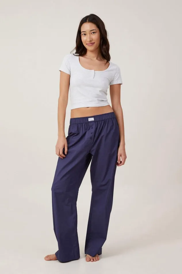 Women Pajamas Cotton On Boyfriend Boxer Pant Midnight Rain