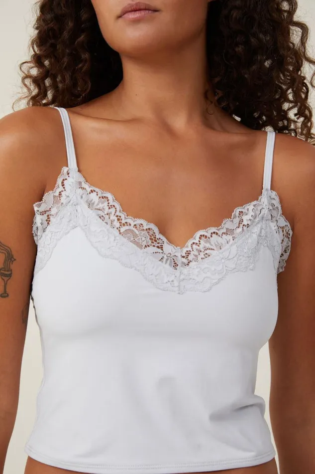 Women Pajamas Cotton On Soft Lounge Lace Trim Cami Grey