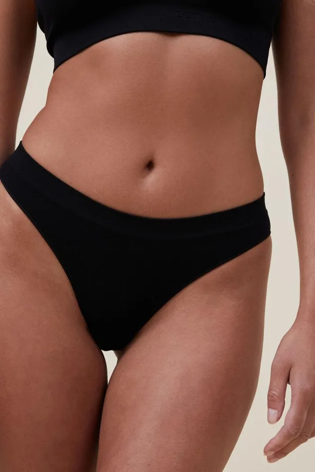 Women Panties Cotton On Seamless Hipster Cheeky Brief Black