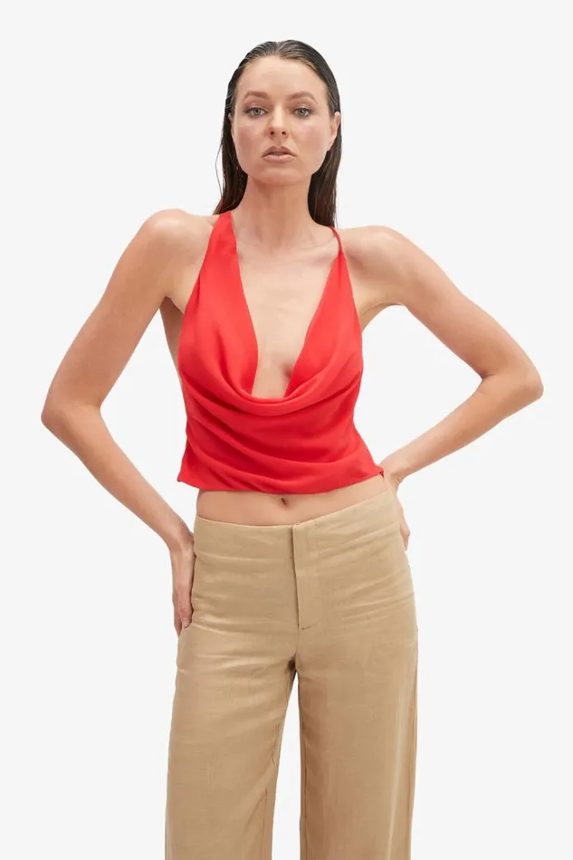 Women Pants Bardot Balia Hipster Linen Pant In Latte Latte