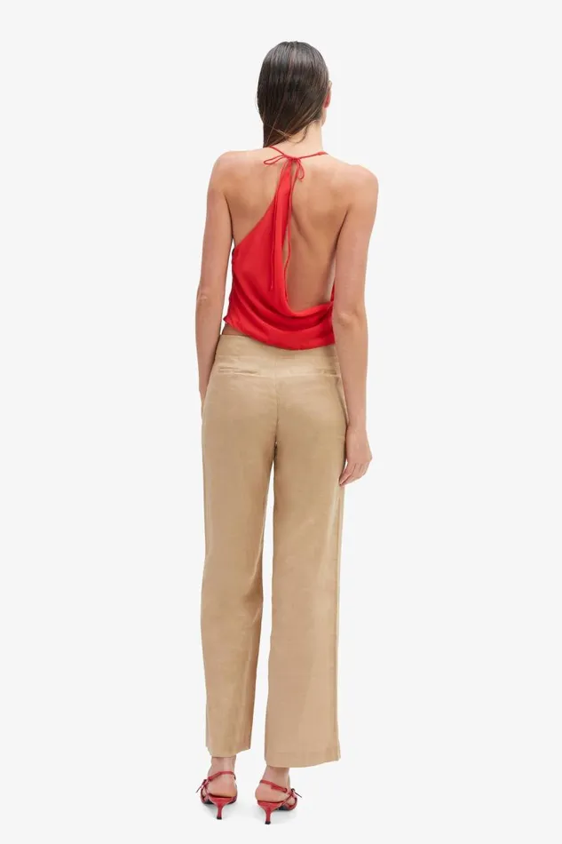 Women Pants Bardot Balia Hipster Linen Pant In Latte Latte