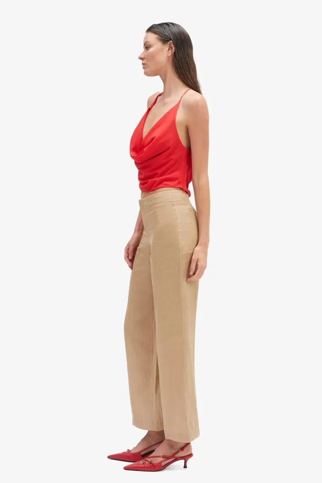 Women Pants Bardot Balia Hipster Linen Pant In Latte Latte