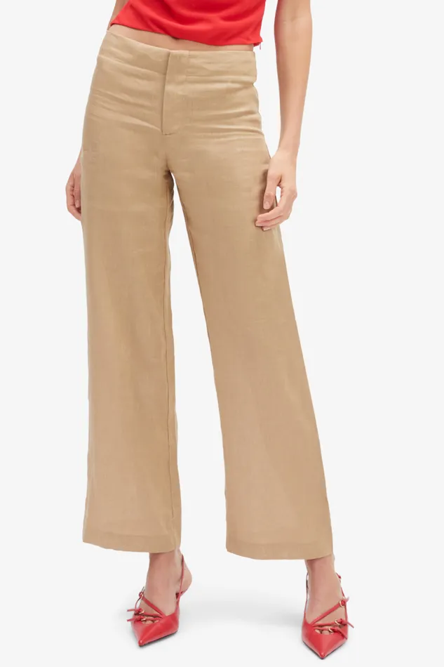 Women Pants Bardot Balia Hipster Linen Pant In Latte Latte