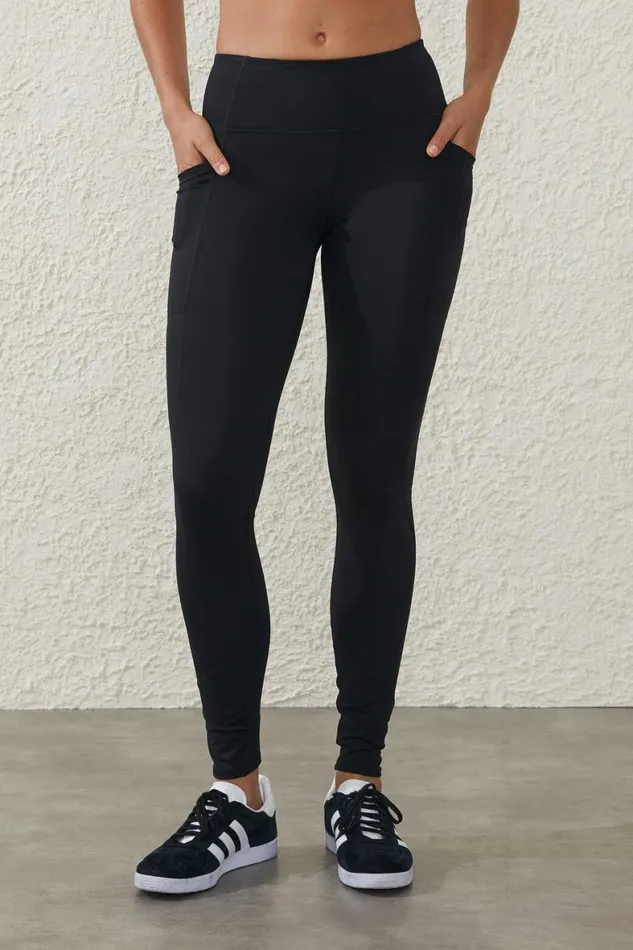 Women Pants Cotton On Active Core Pocket Full Length Tight Black