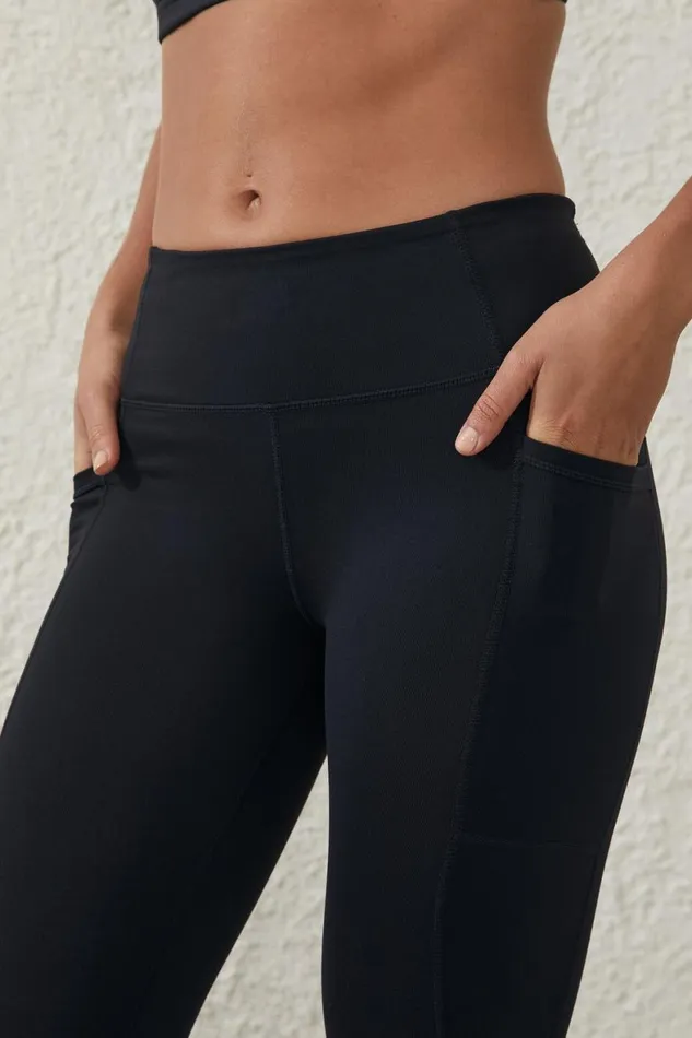 Women Pants Cotton On Active Core Pocket Full Length Tight Black