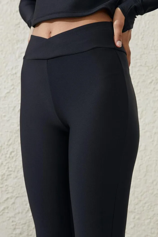 Women Pants Cotton On Fleece Lined Full Length Flare Black