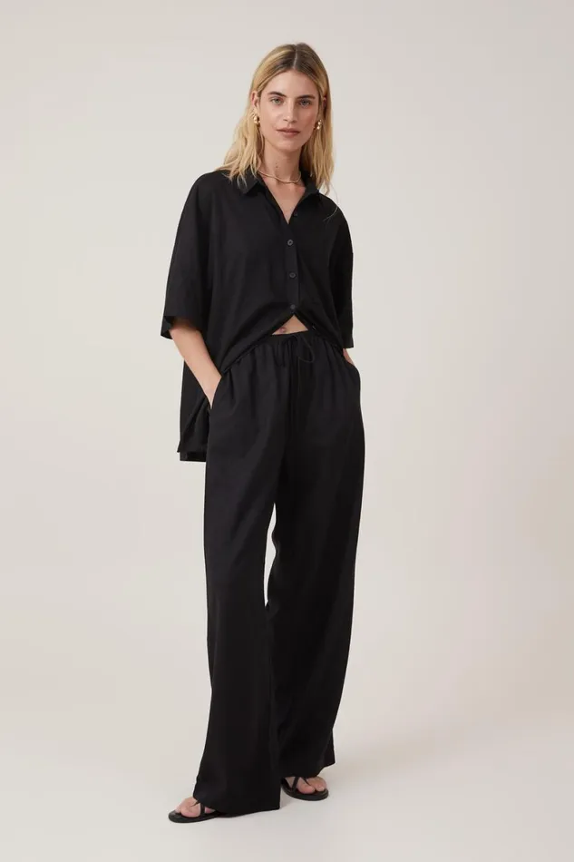 Women Pants Cotton On Haven Wide Leg Pant Black
