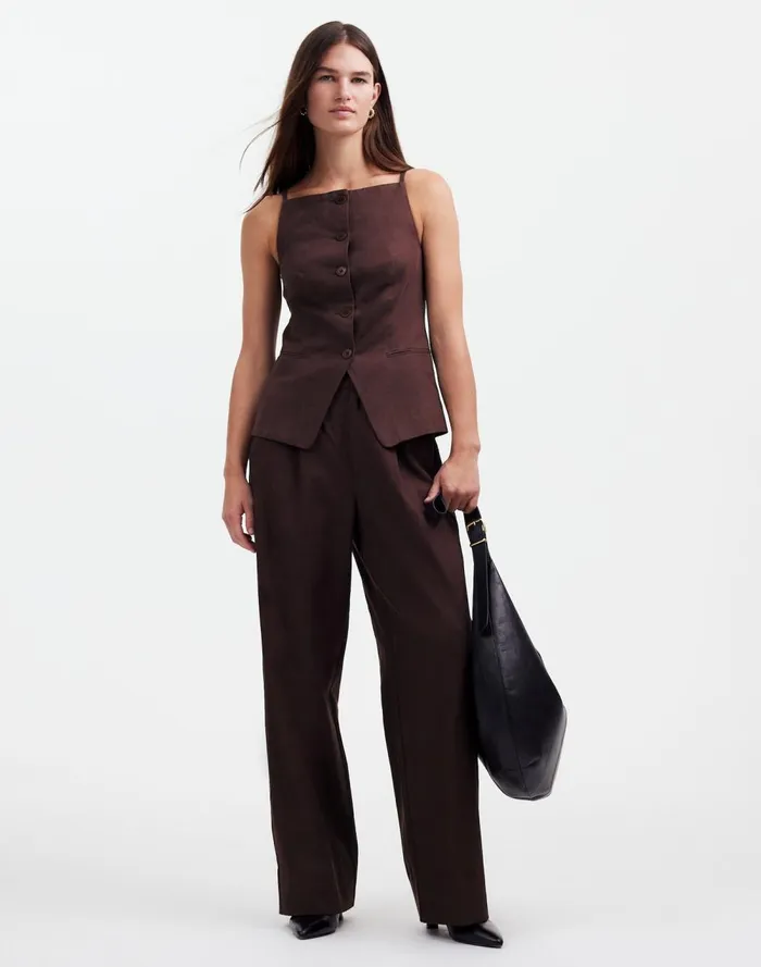 Women Pants Madewell Slouchy Straight Pants In Drapey Twill Dark Carob