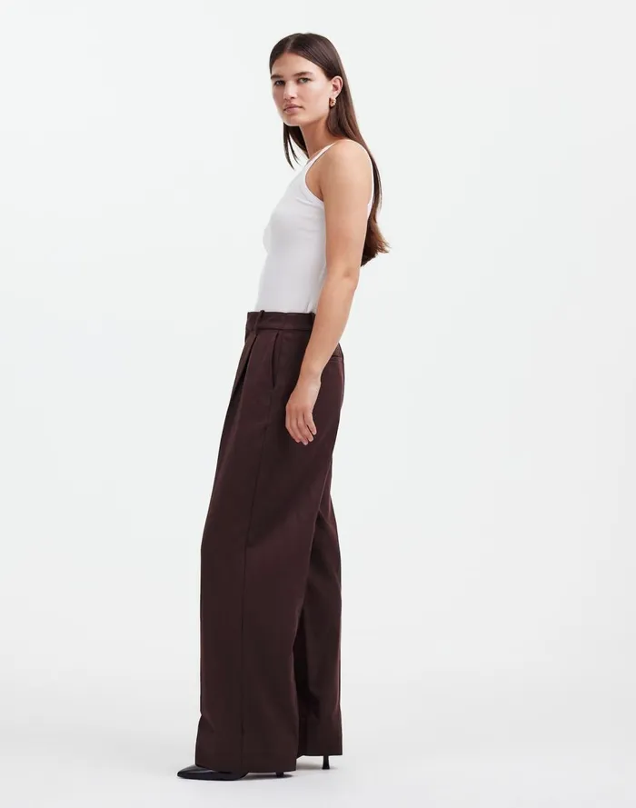 Women Pants Madewell Slouchy Straight Pants In Drapey Twill Dark Carob