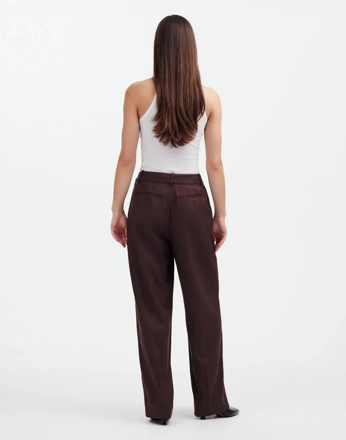 Women Pants Madewell Slouchy Straight Pants In Drapey Twill Dark Carob
