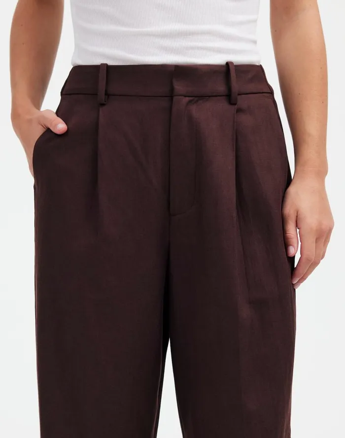 Women Pants Madewell Slouchy Straight Pants In Drapey Twill Dark Carob