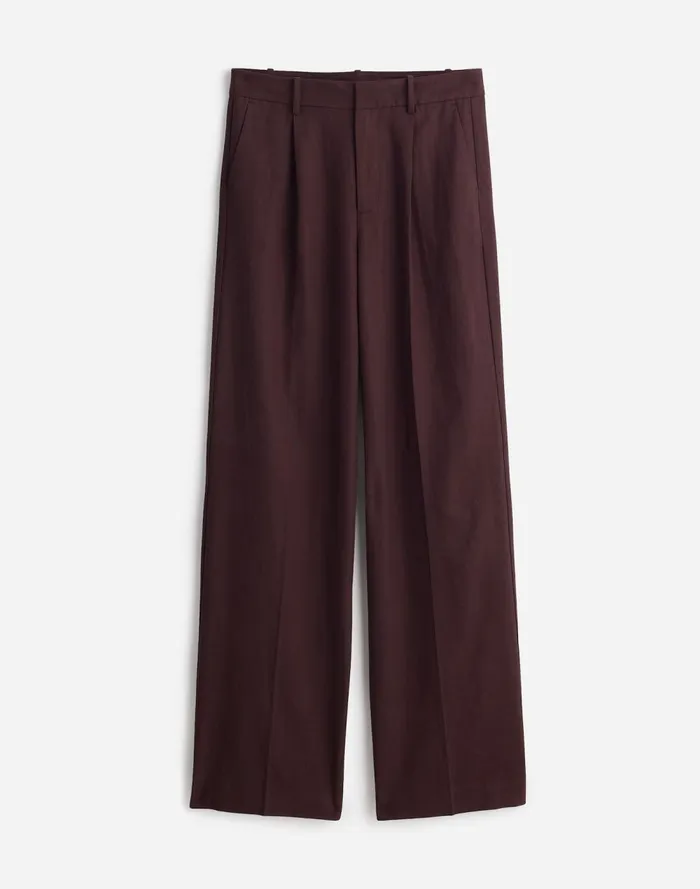 Women Pants Madewell Slouchy Straight Pants In Drapey Twill Dark Carob