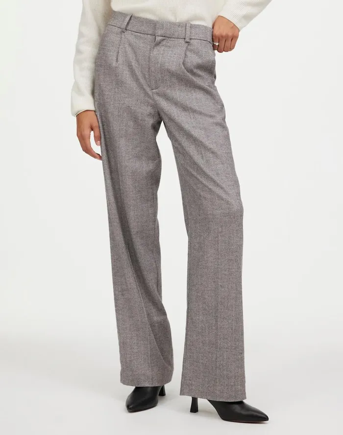 Women Pants Madewell Slouchy Straight Pants In Herringbone Italian Fabric Slate Grey Herringbone
