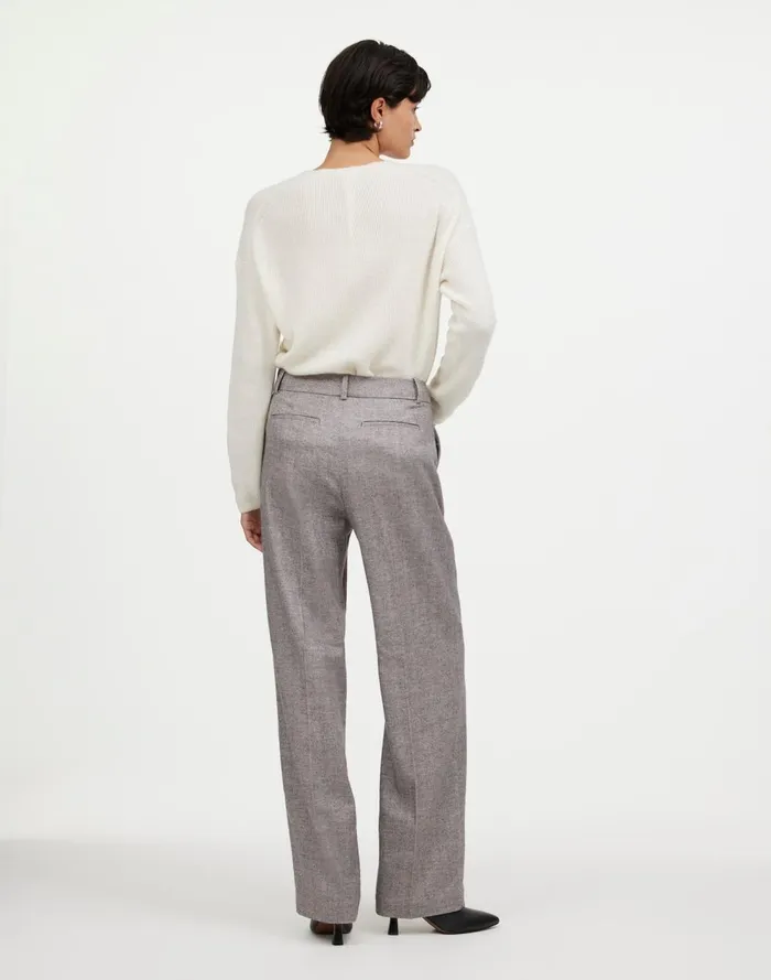 Women Pants Madewell Slouchy Straight Pants In Herringbone Italian Fabric Slate Grey Herringbone