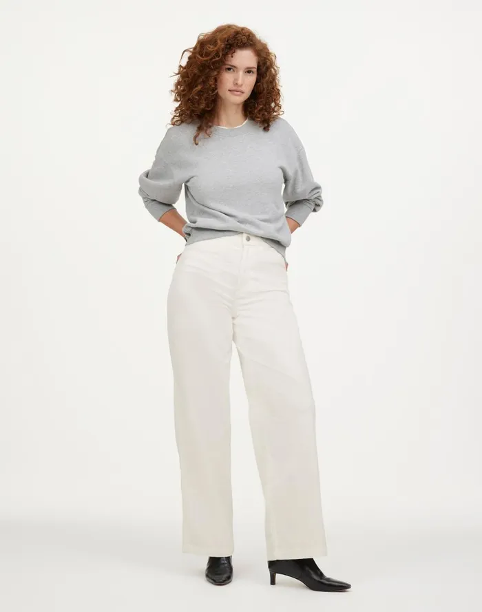 Women Pants Madewell The Curvy Emmett WideLeg Pant In Corduroy Welt Pocket Edition Winter White