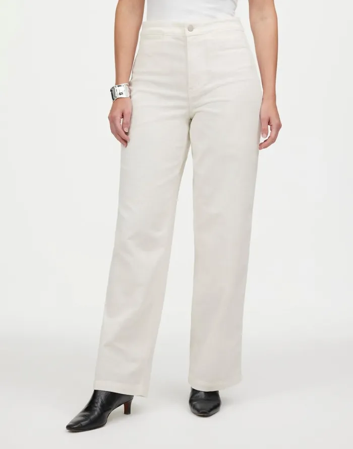 Women Pants Madewell The Curvy Emmett WideLeg Pant In Corduroy Welt Pocket Edition Winter White