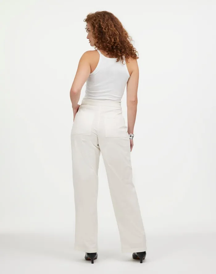 Women Pants Madewell The Curvy Emmett WideLeg Pant In Corduroy Welt Pocket Edition Winter White