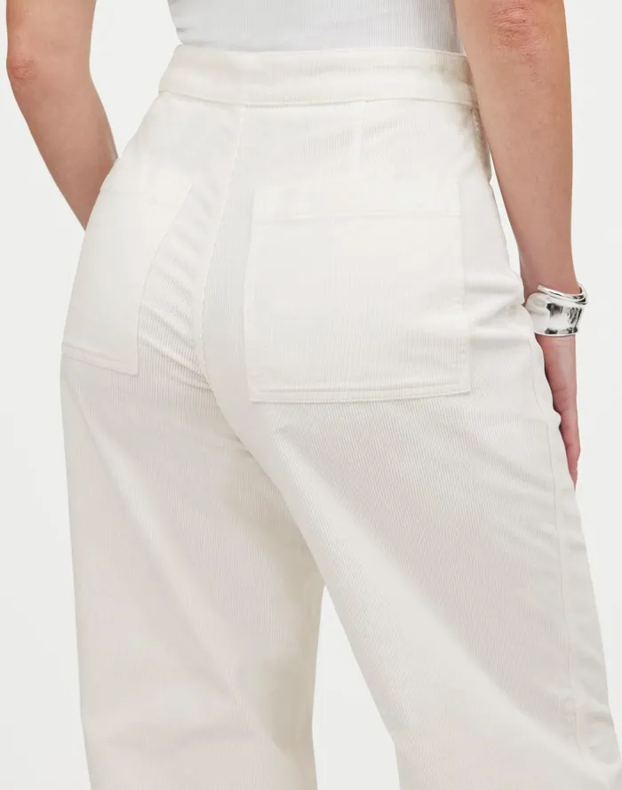 Women Pants Madewell The Curvy Emmett WideLeg Pant In Corduroy Welt Pocket Edition Winter White